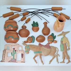Vintage 1991 Burwood & HOMCO Mixed-Media Southwestern Wall Decor - 15-Piece Set